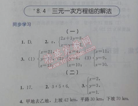 2014年人教金学典同步解析与测评七年级数学下册人教版 8.4