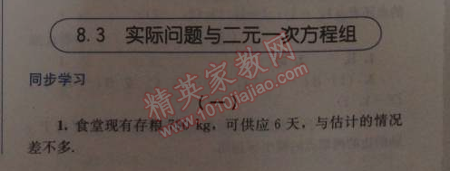 2014年人教金學(xué)典同步解析與測評(píng)七年級(jí)數(shù)學(xué)下冊人教版 8.3