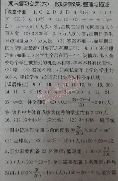 2014年通城学典课时作业本七年级数学下册人教版 期末复习专题六