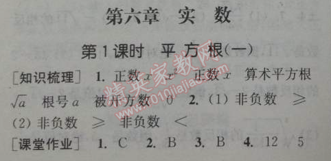 2014年通城學(xué)典課時作業(yè)本七年級數(shù)學(xué)下冊人教版 第六章第一課時