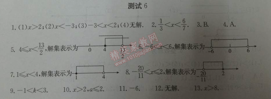 2014年學習探究診斷七年級數學下冊人教版 測試六