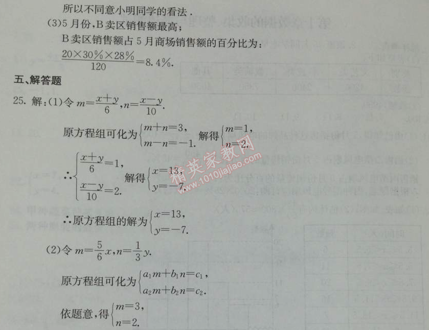 2014年学习探究诊断七年级数学下册人教版 期末测试