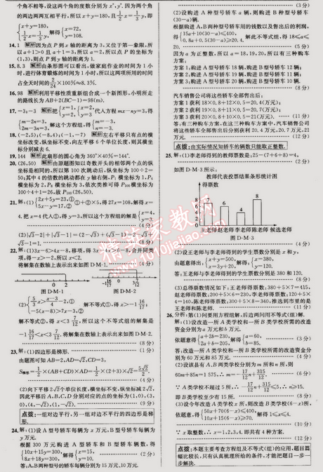 2015年走向中考考場七年級數(shù)學(xué)下冊人教版 期末過關(guān)檢測題