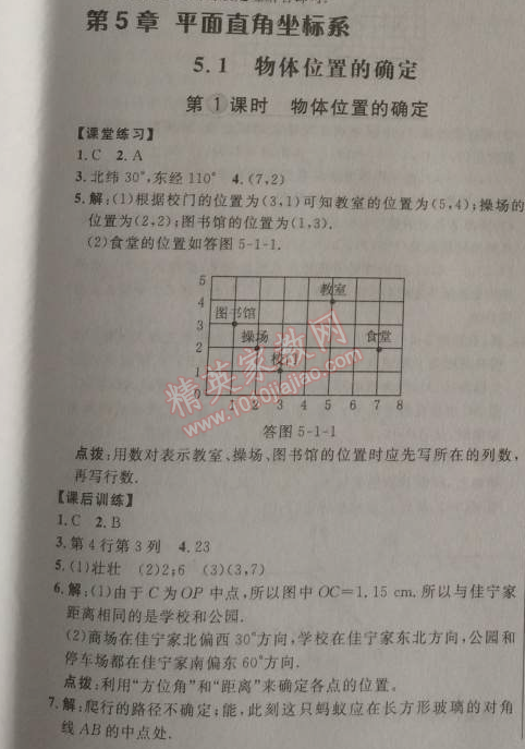 2014年點(diǎn)撥訓(xùn)練八年級(jí)數(shù)學(xué)上冊(cè)蘇科版 第五章1