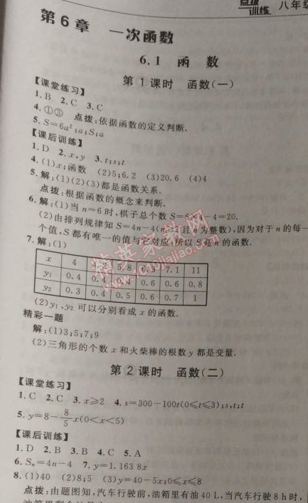 2014年點撥訓(xùn)練八年級數(shù)學(xué)上冊蘇科版 第六章1