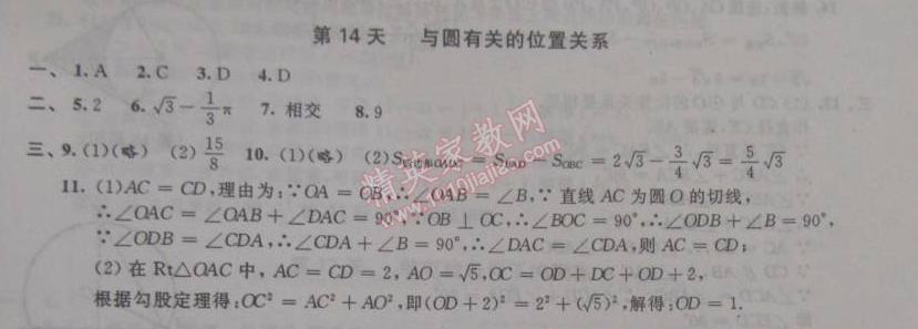 2015年優(yōu)化學(xué)習(xí)寒假20天九年級數(shù)學(xué)江蘇版 14