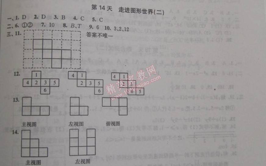 2015年優(yōu)化學(xué)習(xí)寒假20天七年級(jí)數(shù)學(xué)江蘇版 14