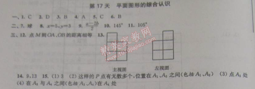 2015年優(yōu)化學習寒假20天七年級數學江蘇版 17