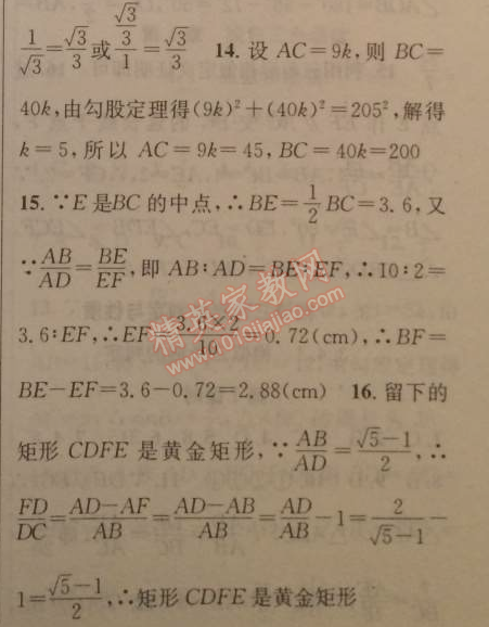 2014年黄冈金牌之路练闯考九年级数学上册湘教版 专题复习