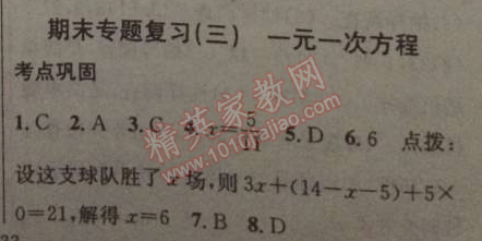 2014年黃岡金牌之路練闖考七年級數(shù)學(xué)上冊湘教版 專題復(fù)習(xí)三