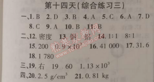 2015年快樂(lè)寒假八年級(jí)物理北京課改版 第十四天