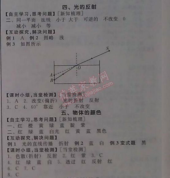 2014年全品學(xué)練考八年級(jí)物理上冊(cè)北師大版 第五章