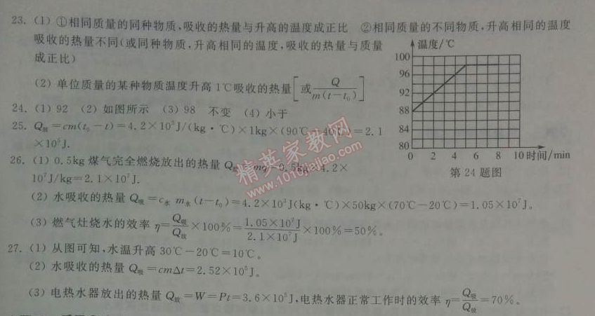 2014年長(zhǎng)江作業(yè)本同步練習(xí)冊(cè)九年級(jí)物理下冊(cè)北師大版 專題一