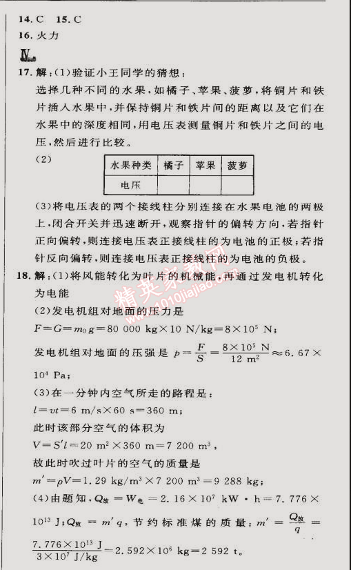 2015年綜合應(yīng)用創(chuàng)新題典中點(diǎn)九年級(jí)物理下冊(cè)滬科版 第十八章1