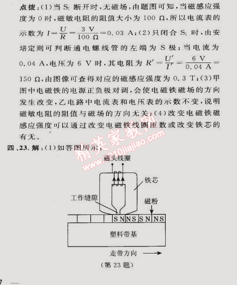 2015年綜合應(yīng)用創(chuàng)新題典中點(diǎn)九年級物理下冊滬科版 期末達(dá)標(biāo)檢測卷