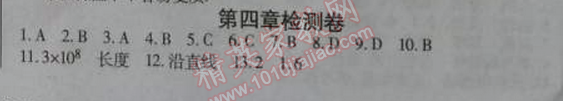 2014年高效課時通10分鐘掌控課堂八年級物理上冊人教版 第四章檢測卷