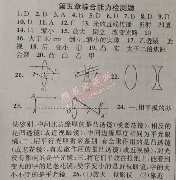 2014年黃岡金牌之路練闖考八年級物理上冊人教版 第五章綜合檢測題