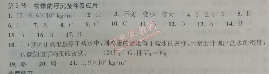 2014年長江作業(yè)本同步練習冊八年級物理下冊人教版 第二節(jié)