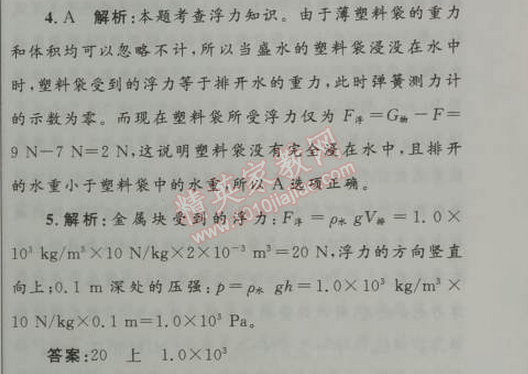 2014年初中同步測(cè)控優(yōu)化設(shè)計(jì)八年級(jí)物理下冊(cè)人教版 第2節(jié)