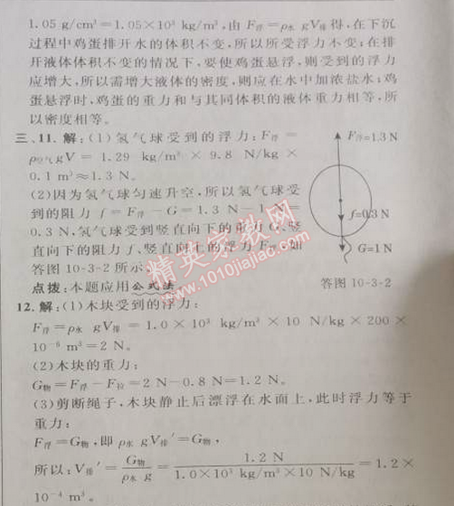 2014年綜合應(yīng)用創(chuàng)新題典中點(diǎn)八年級(jí)物理下冊(cè)人教版 第3節(jié)