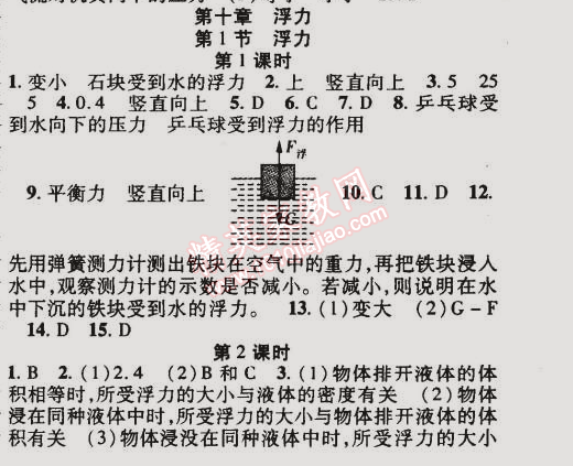 2015年金榜行動八年級物理下冊人教版 第十章