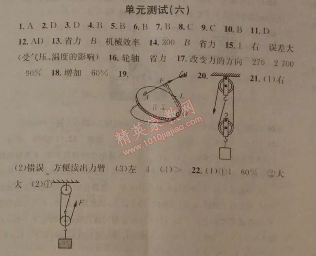 2014年名校课堂助教型教辅八年级物理下册人教版 单元测试6