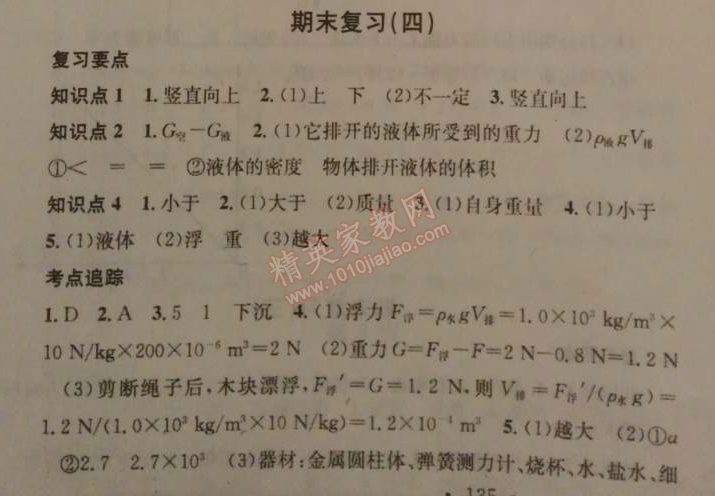 2014年名校课堂助教型教辅八年级物理下册人教版 期末复习4