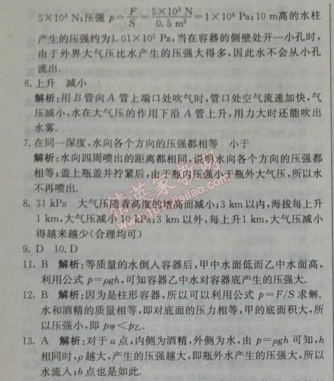 2014年1加1轻巧夺冠优化训练八年级物理下册人教版银版 第九章综合检测题