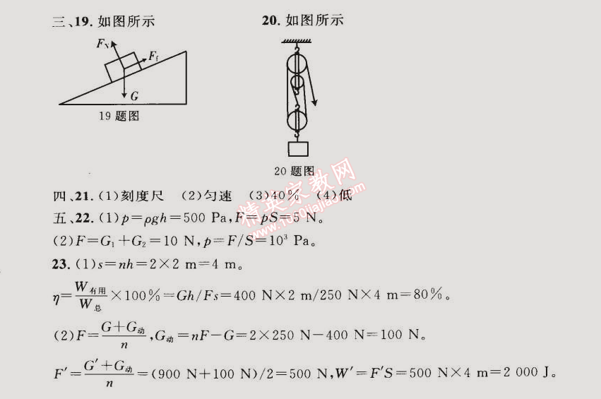 2015年同步轻松练习八年级物理下册人教版 期末复习综合试卷二