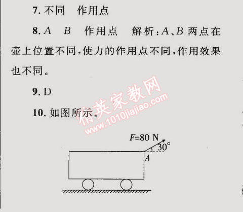 2015年同步轻松练习八年级物理下册人教版 第七章