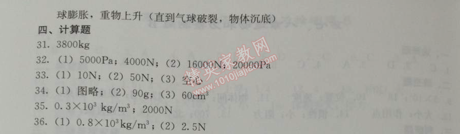 2014年學(xué)習(xí)探究診斷八年級(jí)物理下冊(cè)人教版 第九十章復(fù)習(xí)課