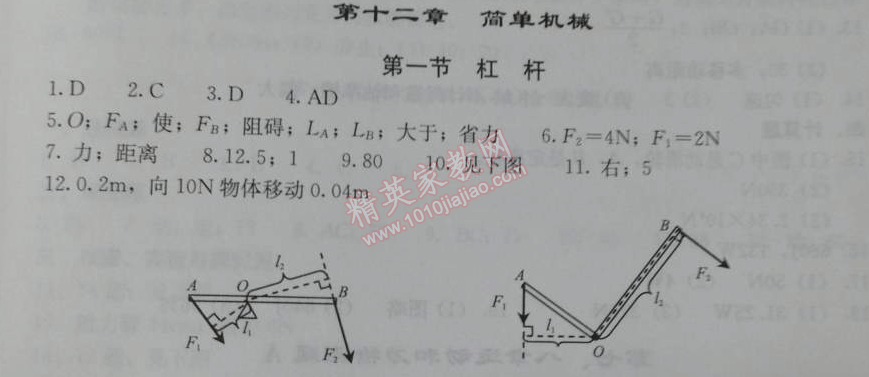 2014年學(xué)習(xí)探究診斷八年級(jí)物理下冊(cè)人教版 第十二章