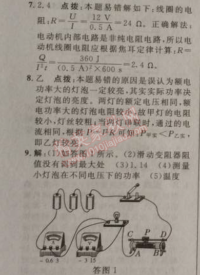 2014年綜合應用創(chuàng)新題典中點九年級物理上冊人教版 期末復習專項卷