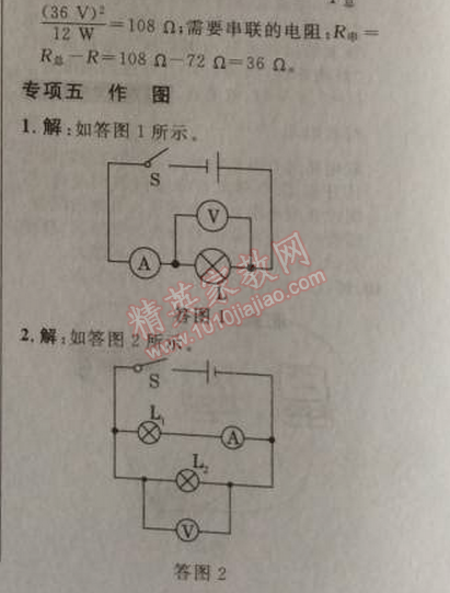 2014年綜合應用創(chuàng)新題典中點九年級物理上冊人教版 期末復習專項卷