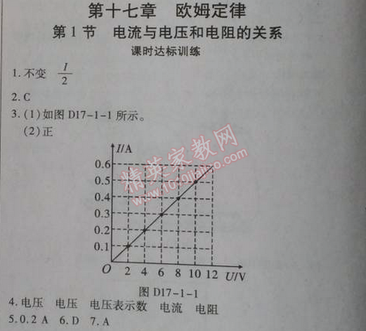 2014年高效课时通10分钟掌控课堂九年级物理上册人教版 第十七章