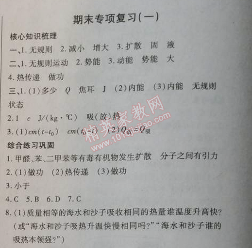 2014年高效课时通10分钟掌控课堂九年级物理上册人教版 期末专项复习1