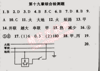 2015年金榜行動(dòng)九年級(jí)物理下冊(cè)人教版 第十九章綜合檢測(cè)題