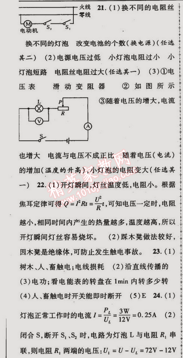 2015年金榜行動(dòng)九年級(jí)物理下冊(cè)人教版 第十九章綜合檢測(cè)題