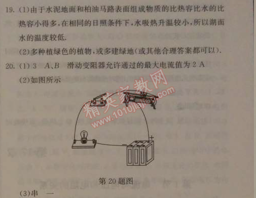 2014年1加1轻巧夺冠优化训练九年级物理上册人教版银版 第一学期期中测试题