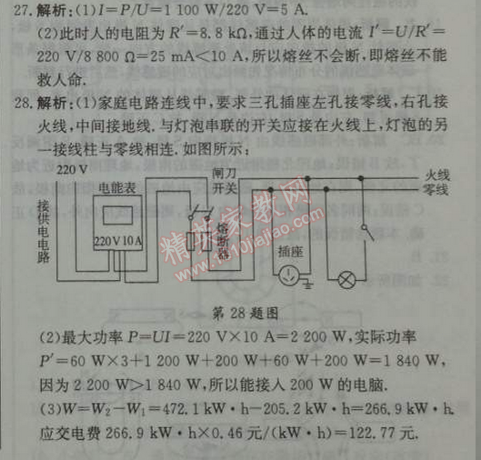 2014年1加1輕巧奪冠優(yōu)化訓(xùn)練九年級物理下冊人教版銀版 19章綜合檢測題