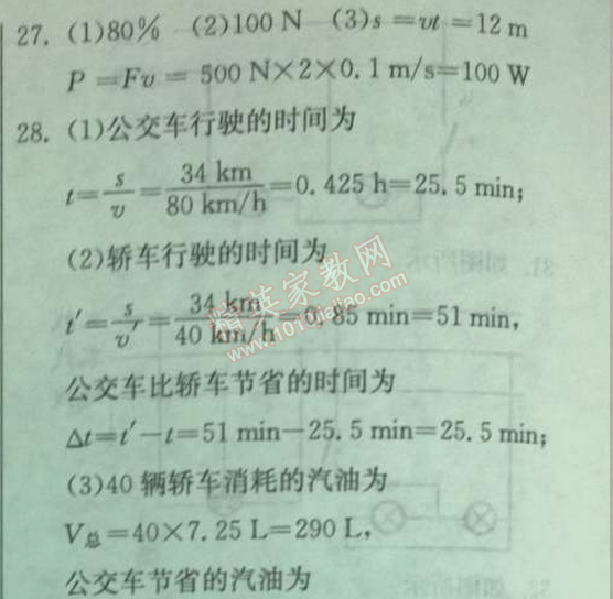 2014年實驗班提優(yōu)訓練九年級物理下冊人教版 中考模擬試卷1