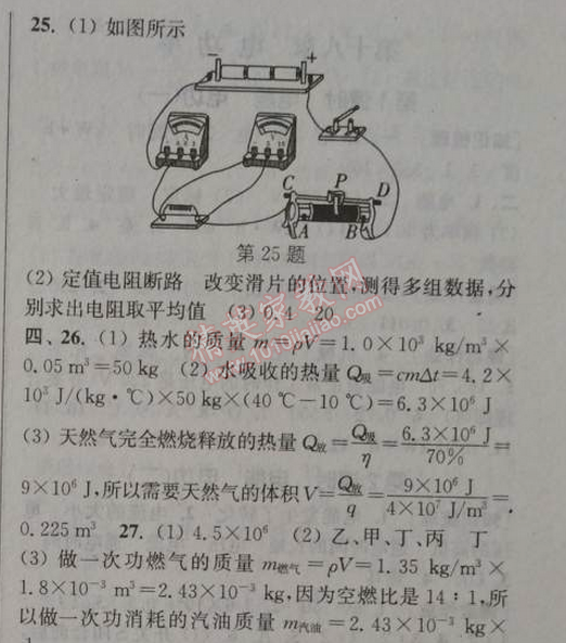 2014年通城學(xué)典課時(shí)作業(yè)本九年級(jí)物理全一冊人教版 期末自測卷