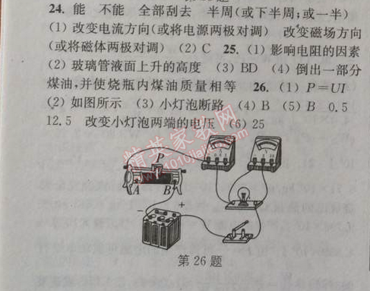 2014年通城學(xué)典課時作業(yè)本九年級物理全一冊人教版 期末測試卷