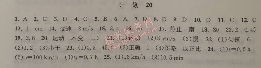 2015年期末寒假提優(yōu)計(jì)劃八年級物理國標(biāo)蘇科版 計(jì)劃20