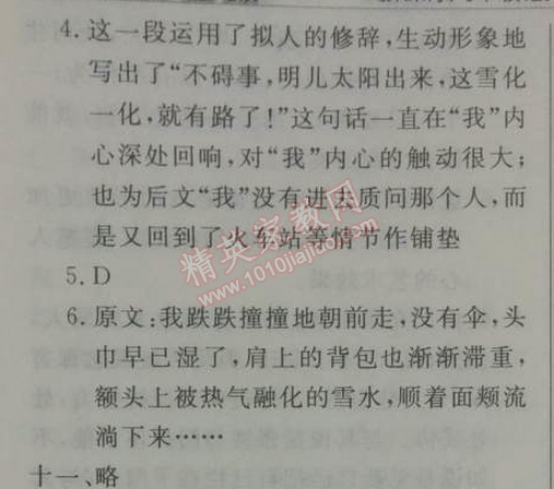 2014年鐘書(shū)金牌新教材全練九年級(jí)語(yǔ)文下冊(cè)滬教版 21、在烈日與暴雨下