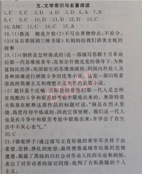 2015年金象教育U计划学期系统复习八年级语文寒假作业人教版 5