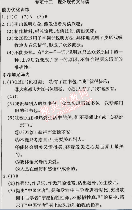 2015年教材首選銜接教材學(xué)期復(fù)習(xí)八年級(jí)語(yǔ)文 12