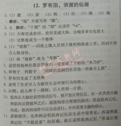 2014年1加1輕巧奪冠優(yōu)化訓練八年級語文下冊人教版銀版 12、羅布泊，消逝的仙湖（羅剛）