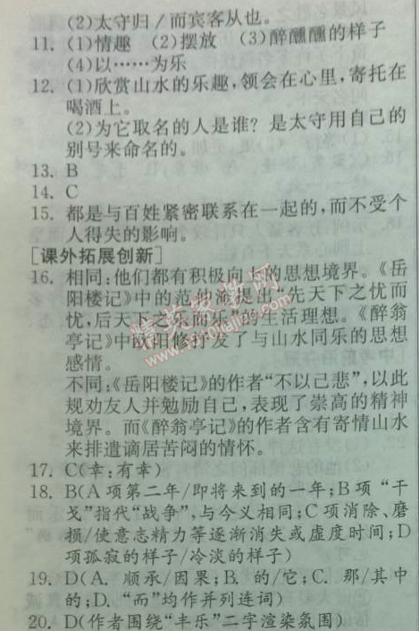 2014年實(shí)驗(yàn)班提優(yōu)訓(xùn)練八年級(jí)語(yǔ)文下冊(cè)人教版 28、醉翁亭記（歐陽(yáng)修）