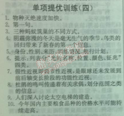 2014年实验班提优训练八年级语文下册人教版 单项提优训练